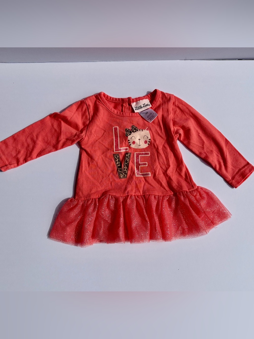 Little Lass Coral Pink Hem Shirt for Toddler